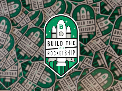 Build the Rocketship badge design icon illustration logo rocket sticker vector
