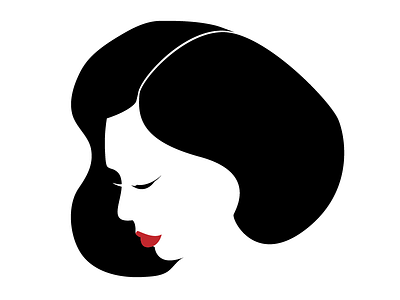 Silhouette face girl illustration lips portrait profile vector