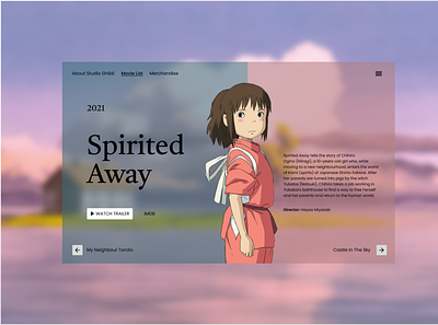 Studio Ghibli - Movie Website animation branding ghibli sudio graphic design movie ui