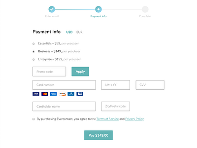 Evercontact payment flow