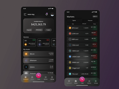 Crypto Pal - A cryptocurrency app crypto glass effect graphic design motion graphics product design ui