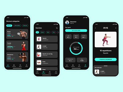 Fitness App adobe photoshop app concept design dribbble exercises figma fitness fitness app minimal mobile mobile app ui ux uxui design workout