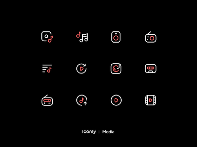 Iconly Pro | Media icons audio cast icon icondesign iconography iconpack icons icons set iconset illustration media movie music player playlist radio sound video