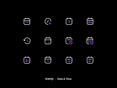 Iconly Pro | Date and time icons