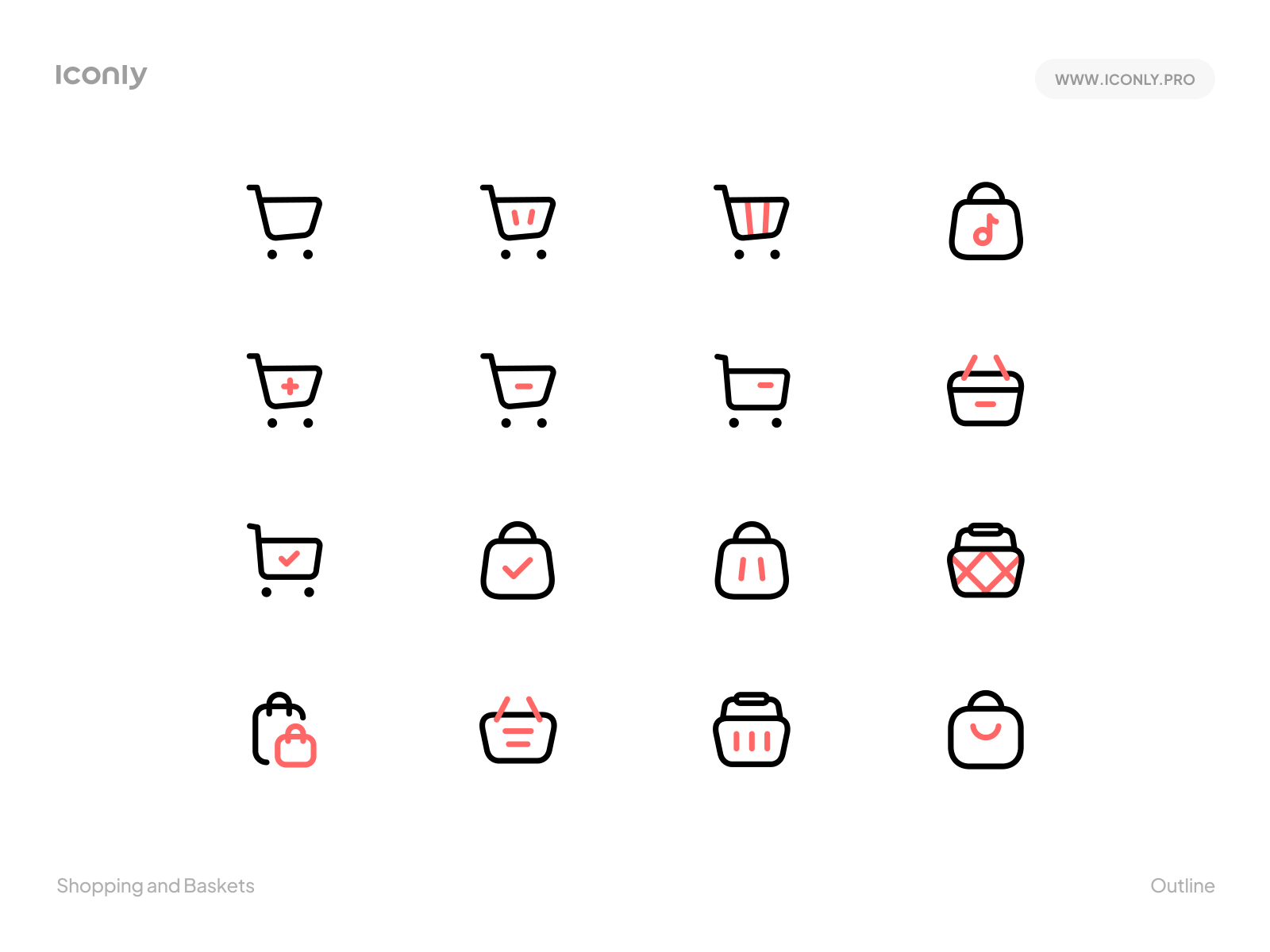 Iconly Pro - Shopping and Baskets 🛍 🛒 bundle pack pro ux ui design illustration iconly flaticon shopping basket shop iconset icons iconpack iconography icondesign icon