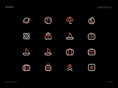 Iconly Pro | Travel & Space 🪐 graphic design icon icondesign iconly iconlypro iconography iconpack icons iconset illustration orange space travel travelling ui