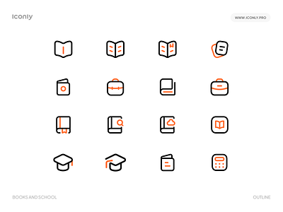 Books and School icons P1 books branding design icon icondesign iconly iconography iconpack icons iconset illustration learn learning school study ui