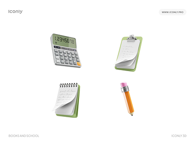Iconly 3D Real Style P1 3d 3d asset 3d icon 3d icons animation books c4d cinema4d icon icondesign iconly iconly 3d iconly pro iconography iconpack icons iconset note pen pencil