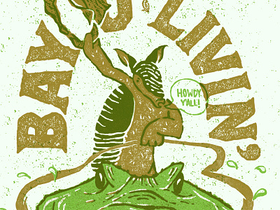 Bayou Livin' armadillo bayou livin gator halftones howdy yall louisiana screen printing texture