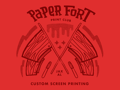 Shop Rags halftones ink paper fort red screenprinting shop rags squeegee squeegee flag
