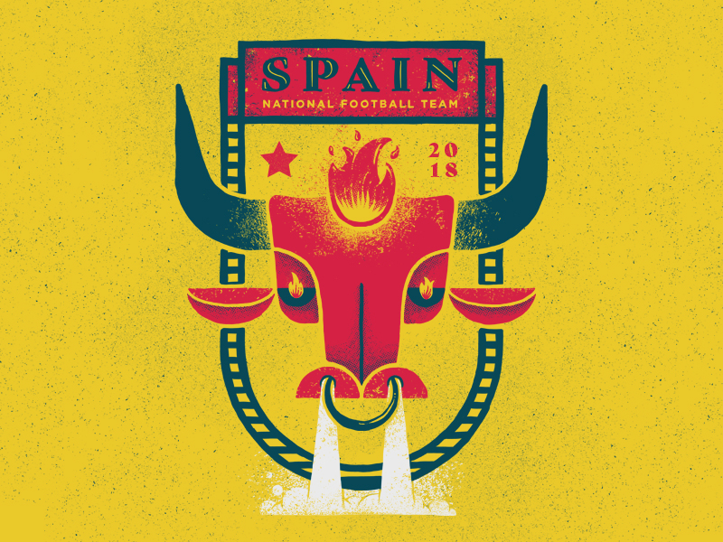 Spain soccer fire bull fury red fury the red fury spain illustration football badge design badge 2018