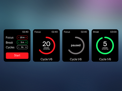 DailyUI #014 - Timer - Apple Watch Pomodoro 014 apple watch daily daily ui pomodoro productivity timer ui ux watch work