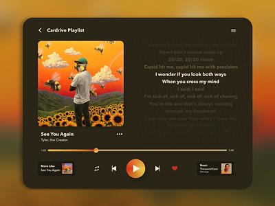 Daily UI 009: Music Player daily ui dailyui figma lyrics mobile music music player spotify tyler the creator ui web design