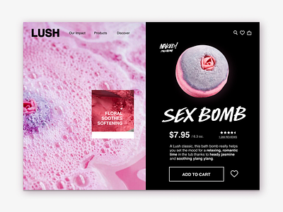 Daily UI 012: E-Commerce Item Page bath bomb daily ui dailyui ecommerce figma landing page lush pink ui web design