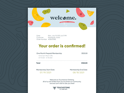 Daily UI 017: Email Receipt bouldering climbing cute daily ui dailyui email email receipt graphic design green membership pastel receipt ui