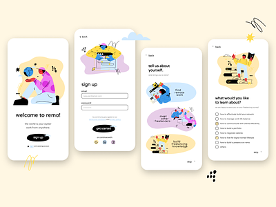 Daily UI 023: Onboarding app app interface daily ui flow log in mobile onboarding pastel quirky remote working sign up ui