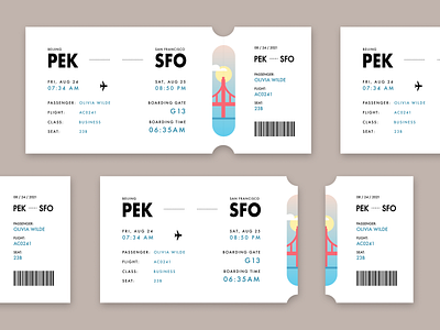 Daily UI 024: Boarding Pass boarding pass daily ui flight graphic design illustration pastel plane san francisco ticket