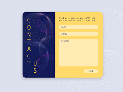 Daily UI 028: Contact Us circles contact page contact us contract daily ui form geometric get in touch landing page neon ui design