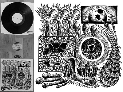 Test press cover for Cursed Tongue Recordings album art cover album drawing illustration merchandise music vinyl