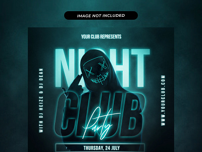 Night Club Party Social Media Post Template electro