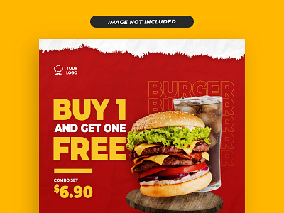 Burger Set Promotion Social Media Template fast food