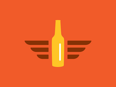 Flying Beer beer icon illustration orange wings