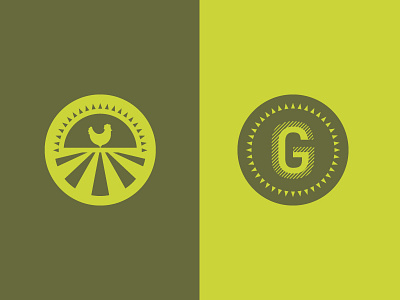 Griggstown Farm chicken farm field g green icons illustration monogram sun