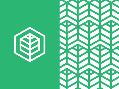 Leaf Logo geometric green hexagon leaf lines pattern