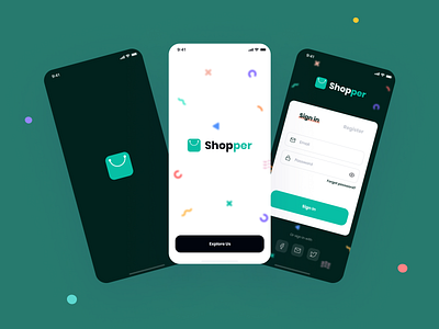 Shopper - eCommerce UI kit app app screen branding clean design ecommerce home login mobile app onboarding shop shopping shopping online splash ui kit user experience user interface ux walkthrough