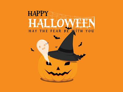 Happy Halloween bats design ghost graphic design halloween illustration jack olantern orenge pumpkin spider web vector