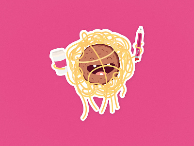 pastafarian spaghetti cutie dribbble flying spaghetti monster fsm illustration meatball pastafarianism sticker mule