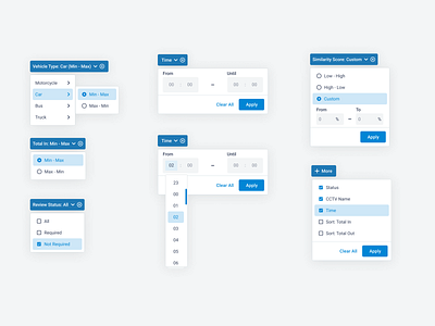 Dropdown Window UI Design Variations card data dropdown filter ui web design website