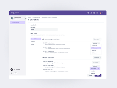 Dashboard - Role Management dashboard management role access settings ui web design website