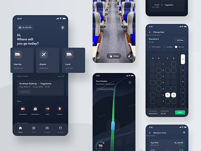 Train Ticketing App - Dark Version android app app design book branding clean dashboad design ios mobile subway ticket train travel ui ux web design