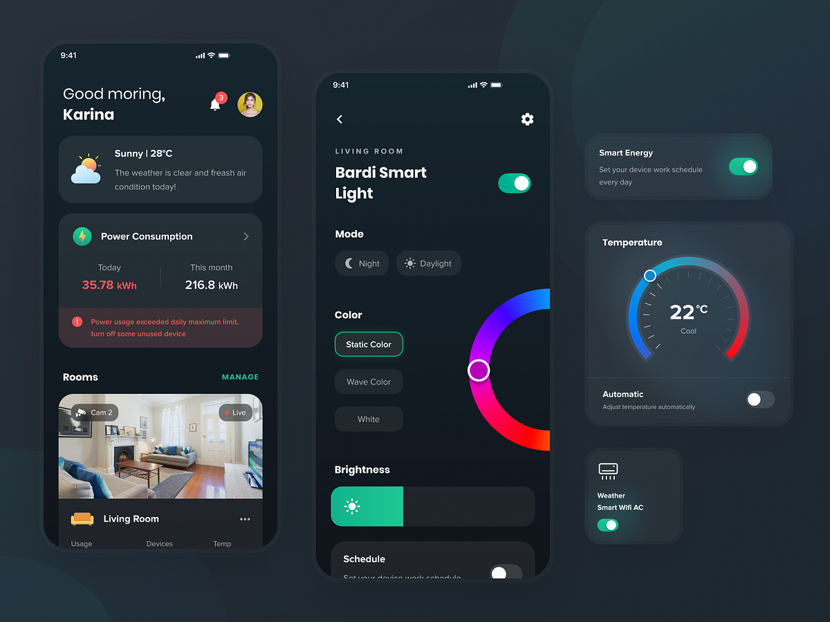 Lifesmart Smarthome Mobile App Dark Mode by Laude Pirera Ardi for Agensip UI UX Agency on