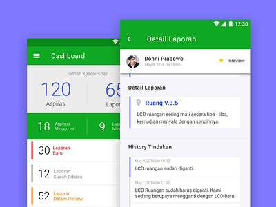 Laporkan Management App android app clean design management material mobile notification report