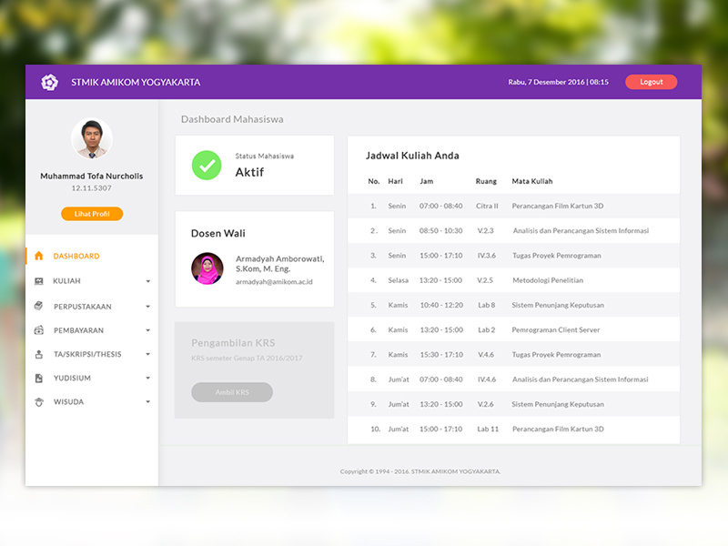 Students Dashboard by Laude Pirera Ardi on Dribbble