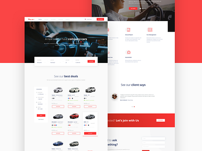 Car Rent & Management Website calculate car app cars clean corporate design flat landing page management red rent testimonial ui ux web desgin white