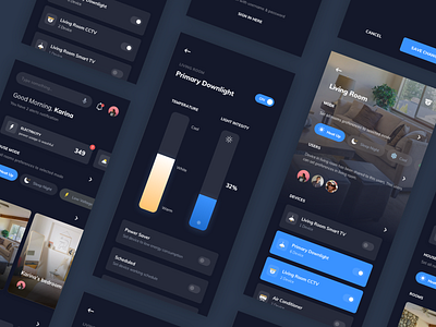 Smart Home - Mobile App Exploration ai android app artificial intelligence clean dark design flat ios mobile smarthome ui ux