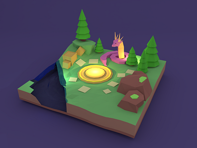 Low Poly dragon island 3d 3d art 3d illustrations 3d object blender c4d design graphic design illustration logo low poly low poly dragon low poly island