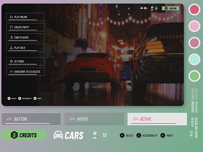 Need For Speed - Game Menu Redesign [UI] 3d concept game redesign ui