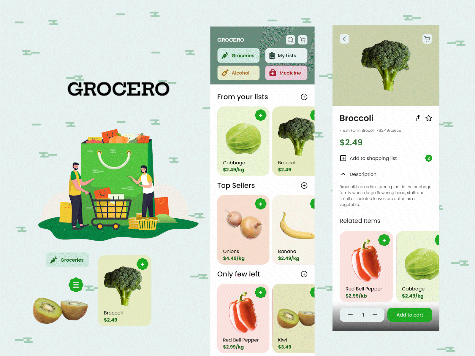 GROCERO - Grocery List App [Uplabs Demo] app colors design groceries uplabs ux