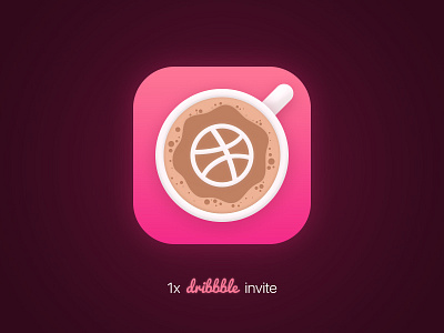 Dribbble Invite coffee cup dribbble graphic icon invitation invite ios iphone logo photoshop ticket