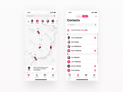 MapMe App for iOS android app chat contacts figma interface ios iphone x map social ui ux