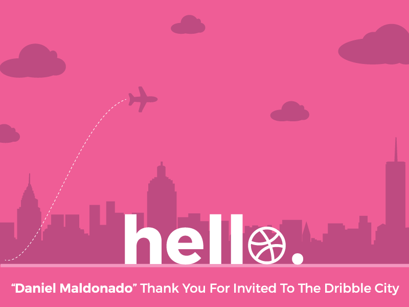 1st Shot - Hello Dribble City ! debut dribbble first shot flat hello dribbble illustration invitation
