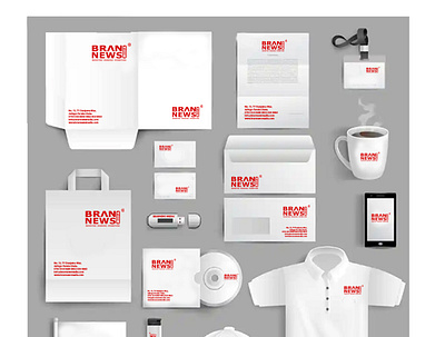 BranNews Media Stationary Branding. branding design typography vector