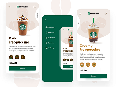 Starbucks frappucino e-commerce app app branding design graphic design illustration logo typography ui ux vector