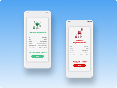 Payment successful screen design failure screen figma success screen ui user experience user research ux