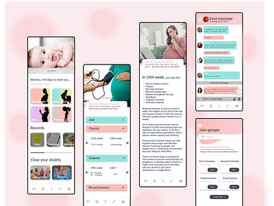 Pregnancy section in Fitness application design figma fitness application illustration pregnancy application ui user experience ux