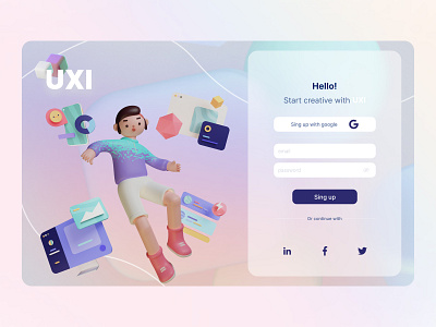 Sing up page 3d app branding design illustration logo ui ux